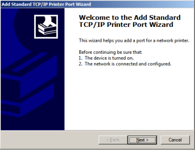 Add Standard TCP/IP Printer Port Wizard
